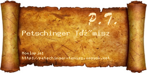 Petschinger Témisz névjegykártya